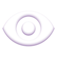 A white, 3D eye.